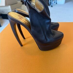 Walter Steiger Brown Leather Platform Slingback Booties